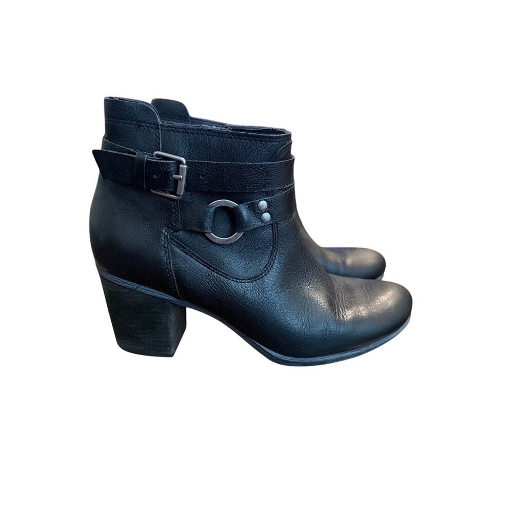 ⭐️ Women Joseph Seibel Black Genuine Leather Ankle Boots Size 38 ( 7.5 ) Career